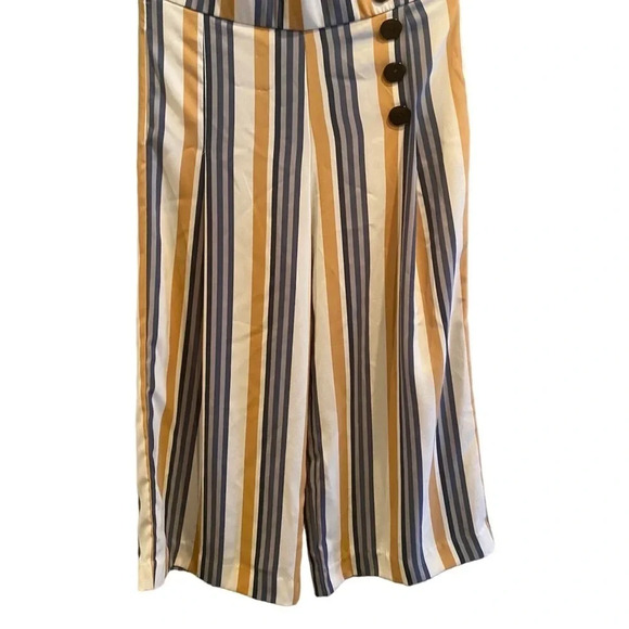 ZARA EUC WOMENS PANTS BOTTOMS FALL WINTER IVORY STRIPES CASUAL SIZE L LARGE - Picture 5 of 8